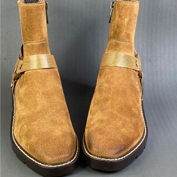 Donald Pliner leather suede Women MAI Saddle Bootie shoes size 8 - Picture 3 of 11